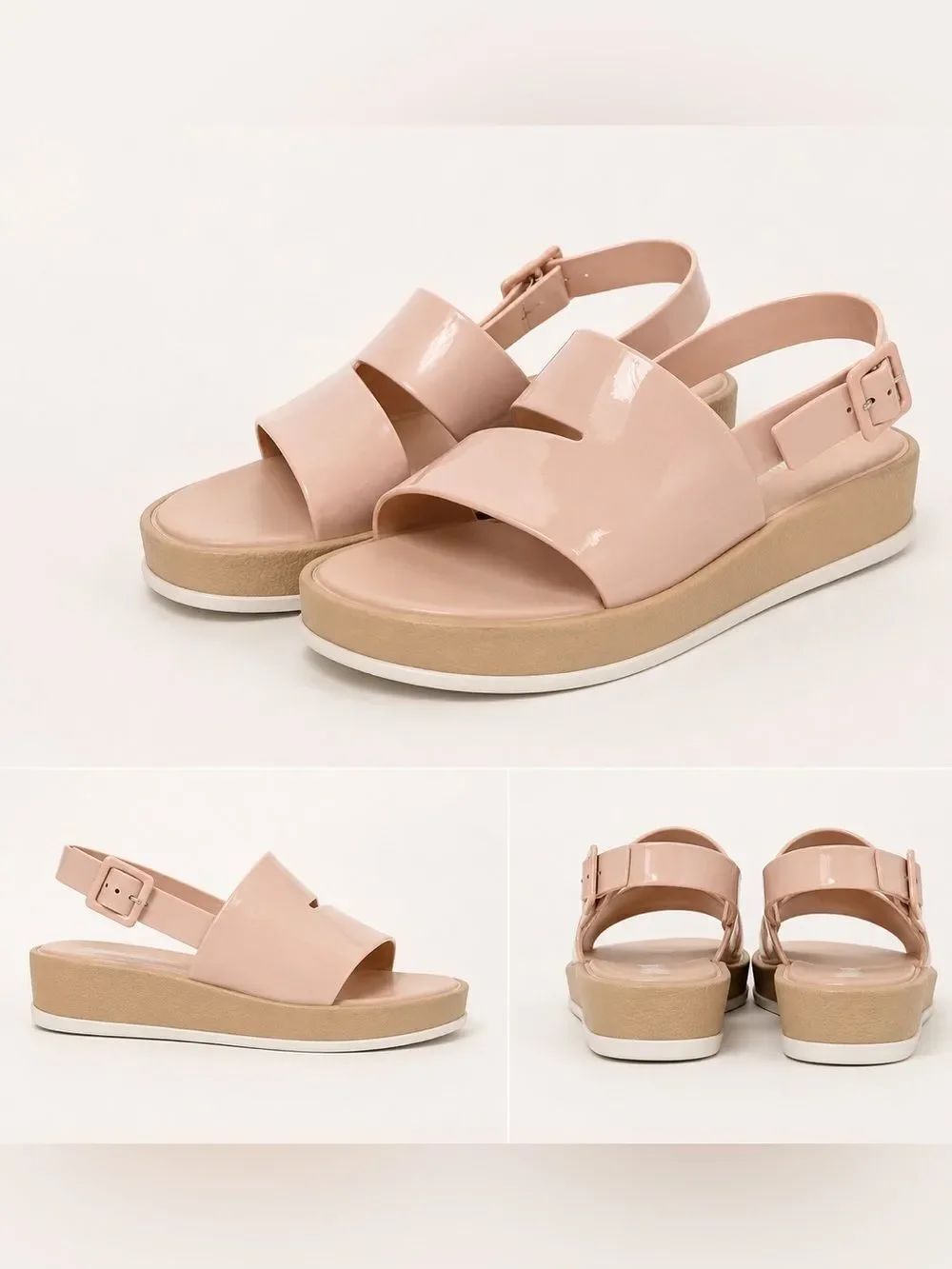 Melissa Blush Pink Flatform Jelly Sandals Slingback Platform Shoes Size 8